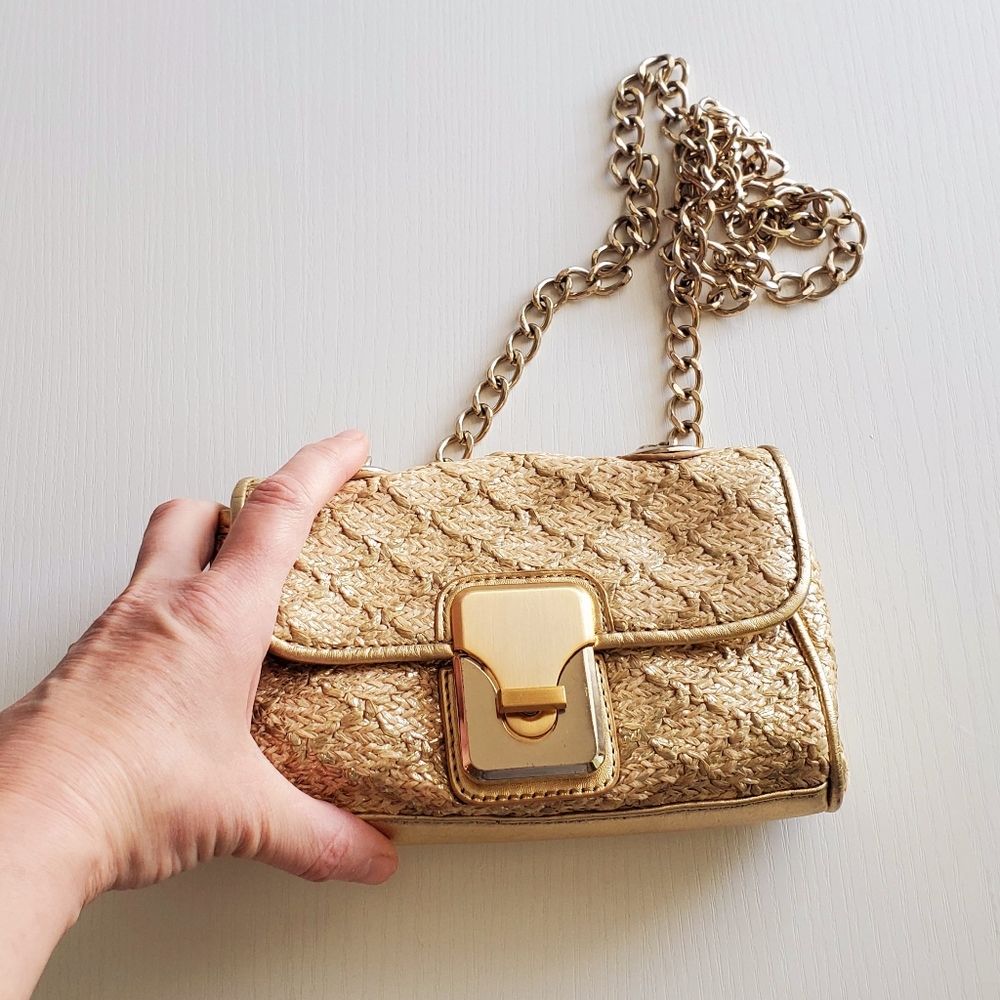 MARCIANO Gold Raffia Purse - Picture 9 of 17